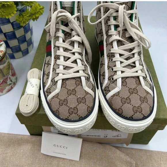 Men's Gucci 1977 tennis hightop sneakers size 11.5 made in Italy